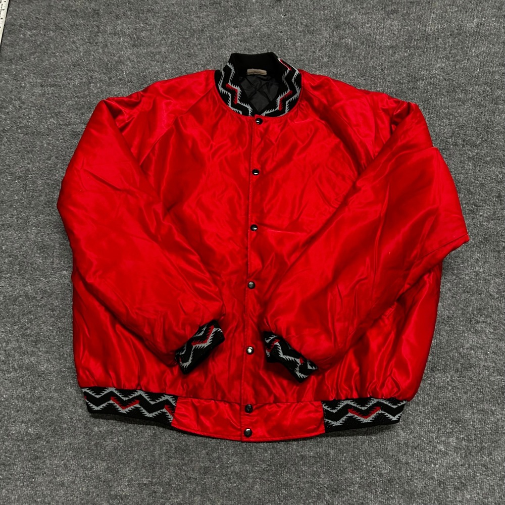 Classic Bomber Jacket Mens Size XXXL Red Casino Omaha Satin Vintage